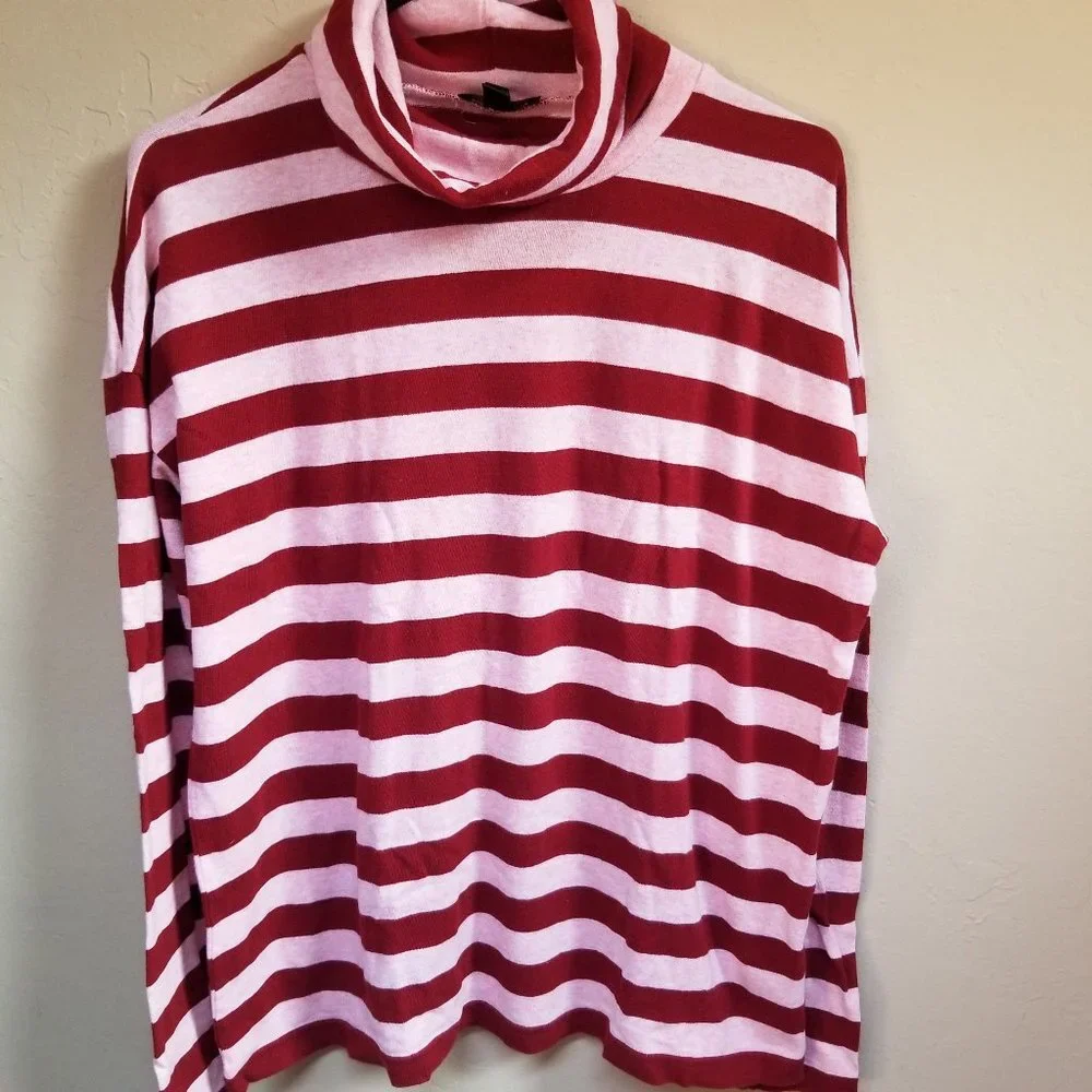 J. Crew Cowl Neck Red Striped Pullover Sweater
